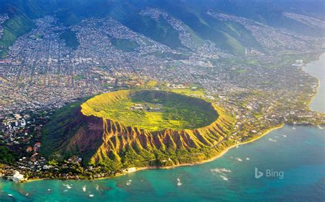 Aerial View Of Diamond Head, O'ahu, Hawaii | Oahu, Hawaii united states, Oahu hawaii