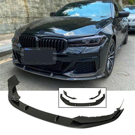 For 2021-2022 BMW 5 Series G30 M Sport Front Bumper Lip Splitter Carbon ...