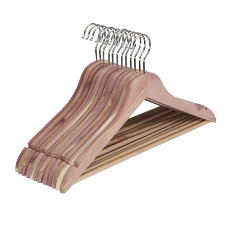 Household Essentials Cedar Wood Thin Hangers with Fixed Bar and Swivel ...