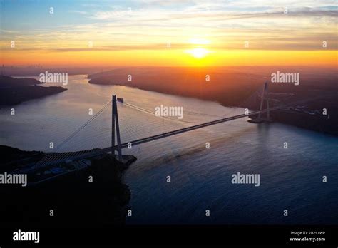 Aerial view of istanbul bosphorus at sunset Stock Photo - Alamy