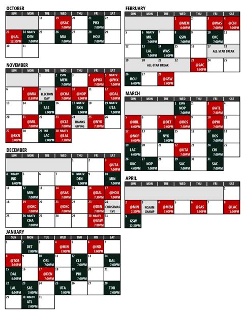 Portland Trail Blazers Schedule Printable - Free Printable Templates