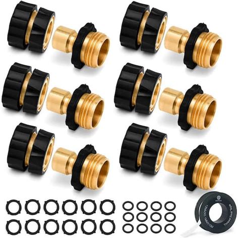 Morvat Brass Quick Connect Hose Connector Set, Easily Add Attachments to Garden Hose (Pack of 6 ...