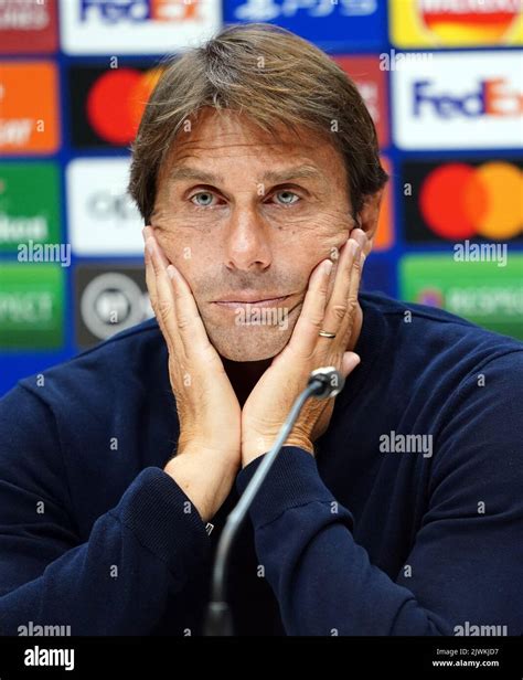 Tottenham Hotspur manager Antonio Conte during a press conference at Hotspur Way Training Ground ...