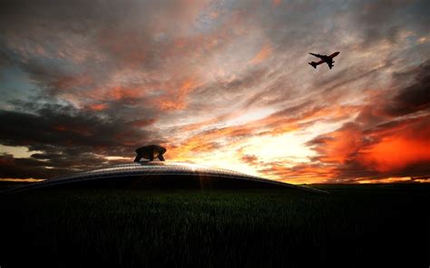 airplane, Sunset, Clouds, Passenger aircraft Wallpapers HD / Desktop and Mobile Backgrounds