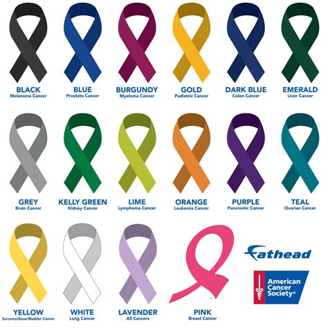 Colors of Cancer Ribbons: American Cancer Society Removable Wall Decal ...