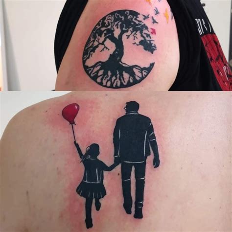 Father Daughter Silhouette Tattoo