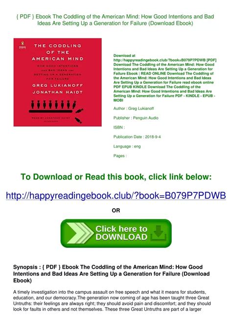 PPT - { PDF } Ebook The Coddling of the American Mind How Good Intentions and Bad Idea ...