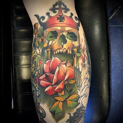 Rose with Skull and Crown Tattoo by Damon Conklin: TattooNOW