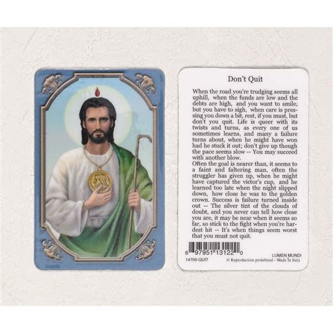 Daily Inspiration Plastic Prayer Card - Saint Jude – Lumen Mundi