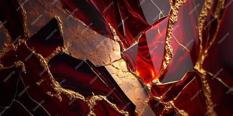 Premium Photo | Vibrant red and gold marble design for a captivating wallpaper