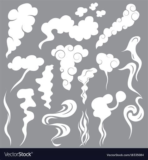 Cartoon white smoke fog set Royalty Free Vector Image