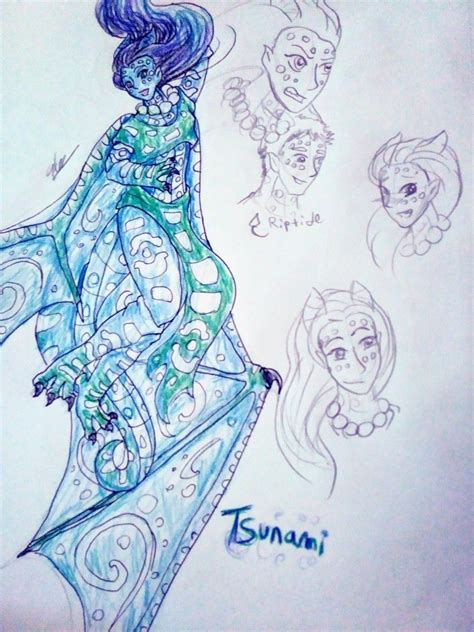 Humanized Tsunami from wings of fire. Hand drawn. | Wings of fire dragons, Wings of fire, Fire ...