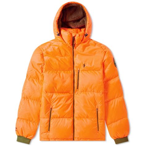 Polo Ralph Lauren Hooded Down Jacket Shocking Orange | END.