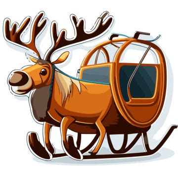 Illustration Of Cartoon Reindeer In Sleigh Clipart Vector, Sticker ...