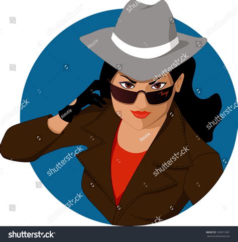 Portrait Of A Female Secret Agent, Vector Cartoon Character - 165071681 : Shutterstock