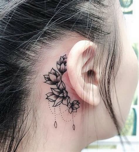 Flower Tattoo Behind Ear