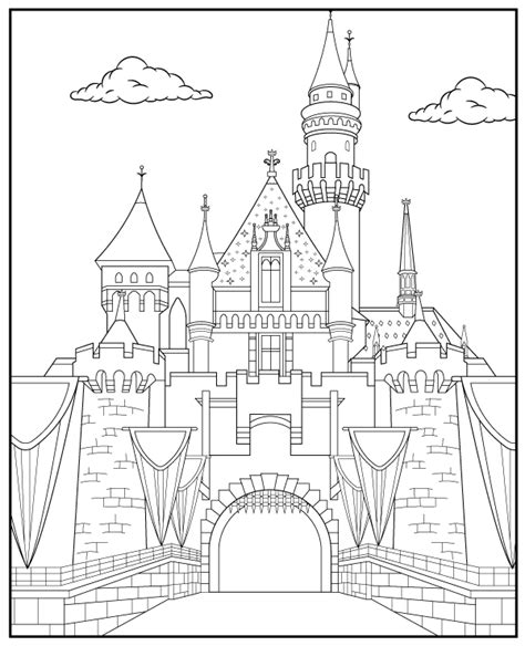 Disneyland castle coloring page sheet - Topcoloringpages.net