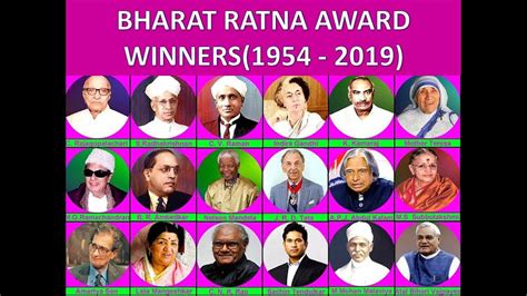 Bharat Ratna Award Winners (1954-2019) - YouTube