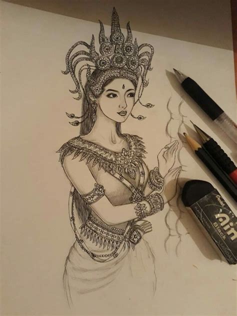 Apsara Tattoo Drawing