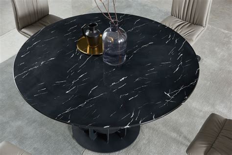 Black Round Marble Table Top with Cone Shape Steel Base Chicago Illinois ESF-315-table-199-chairs