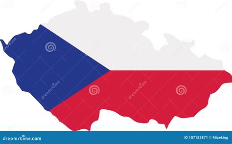 Czech Republic Map with Flag Stock Illustration - Illustration of ...