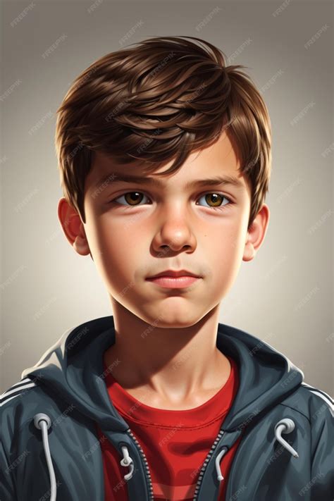 Premium AI Image | A detailed realistic vector illustration of a boy's face