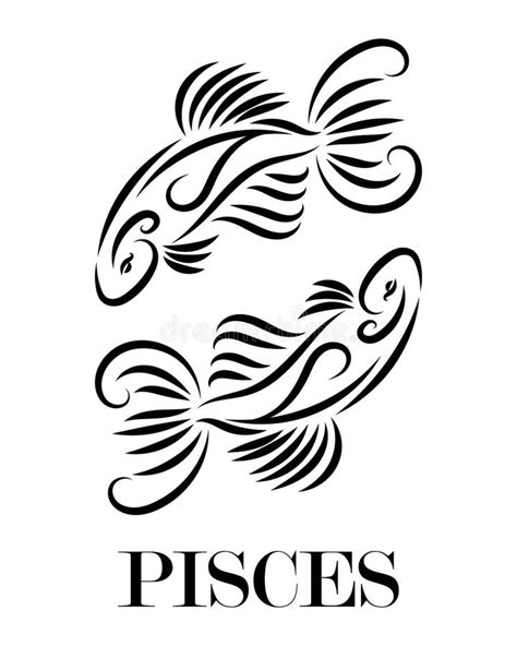 Pisces Zodiac Line Art Vector Eps 10 Stock Vector - Illustration of ...