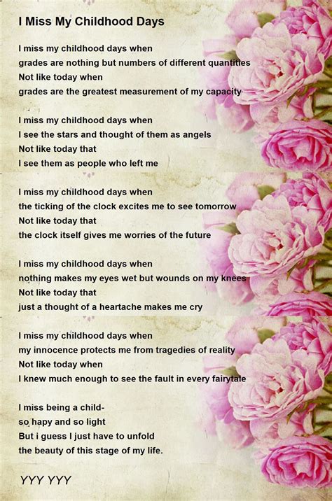 I Miss My Childhood Days - I Miss My Childhood Days Poem by YYY YYY