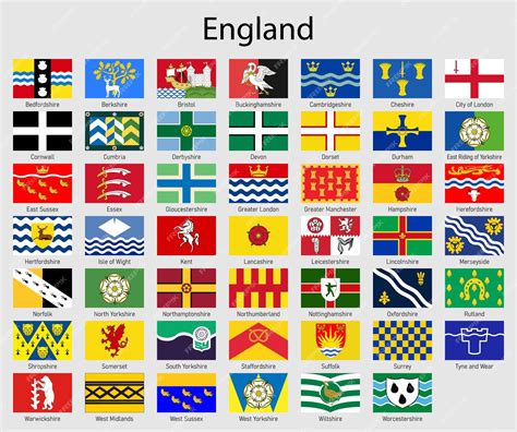 Premium Vector | Set flags of the counties of england all english ...