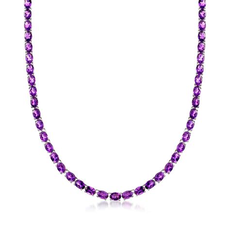 40.00 ct. t.w. Amethyst Tennis Necklace in Sterling Silver | Ross-Simons