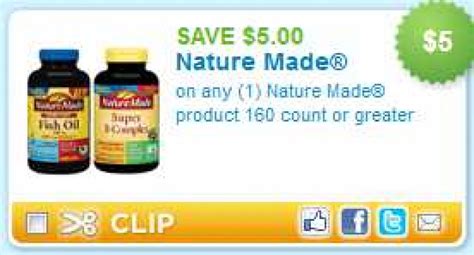 $5 off Nature Made Printable Coupon= 2 FREE at Walgreens!!!