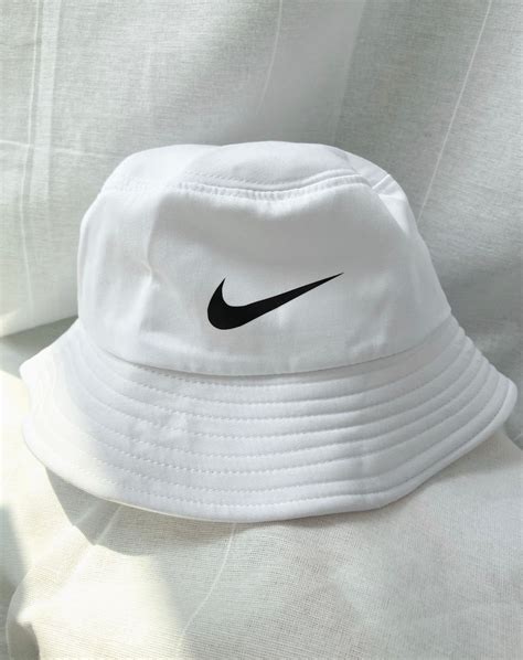 White Nike Inspired Logo Bucket Hat | Etsy