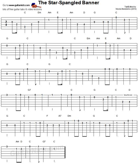 THE STAR SPANGLED-BANNER Easy Guitar Lesson: GuitarNick.com