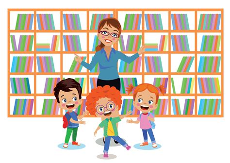 library books and cute kids 14830655 Vector Art at Vecteezy