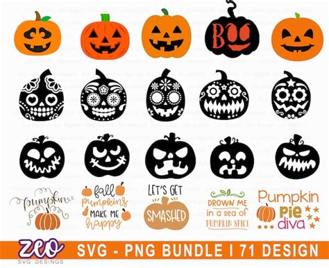 Pumpkin SVG Bundle Halloween Pumpkin SVG DXF Cut File - Etsy