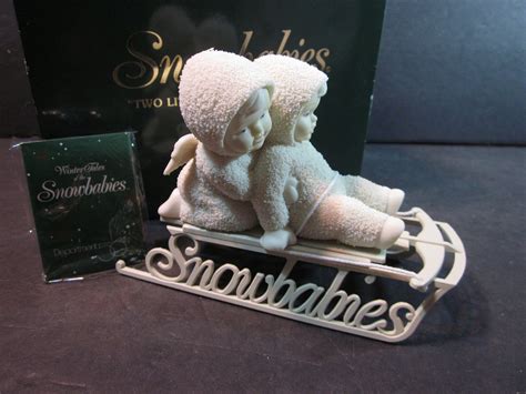 dept. 56 christmas figurine 2 snowbabies on sled by njdigfinds