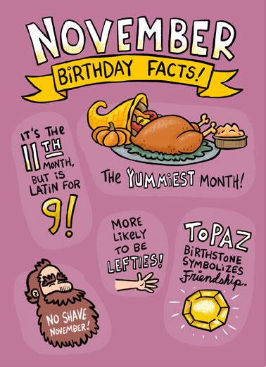 Funny Birthday Card - "November Birthday Facts" from CardFool.com