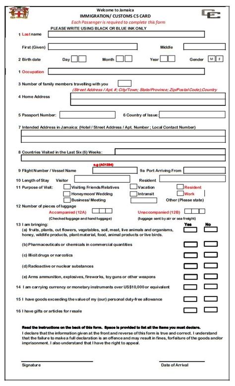 Jamaica C5 form in PDF - Visas For Future