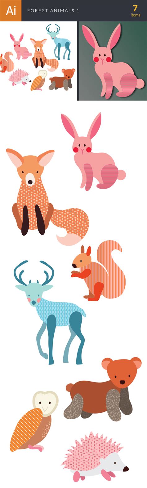 Forest Animals Vector Set 1 - Designious