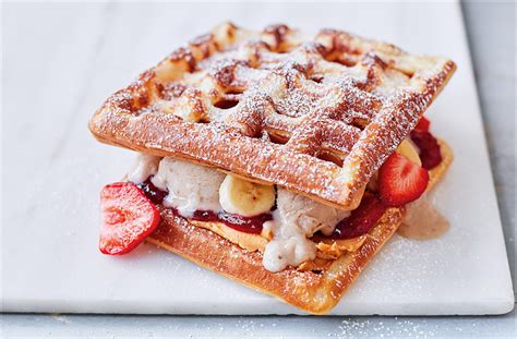 Peanut Butter and Jam Ice-Cream Waffle Sandwich | Dessert Recipes | Tesco Real Food