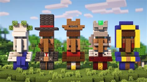 Minecraft | How to build 5 EPIC Villager Statue Designs - YouTube