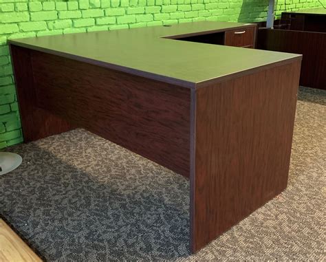 IOF L-Shape Desk - Mahogany Impression - Surplus Office Equipment