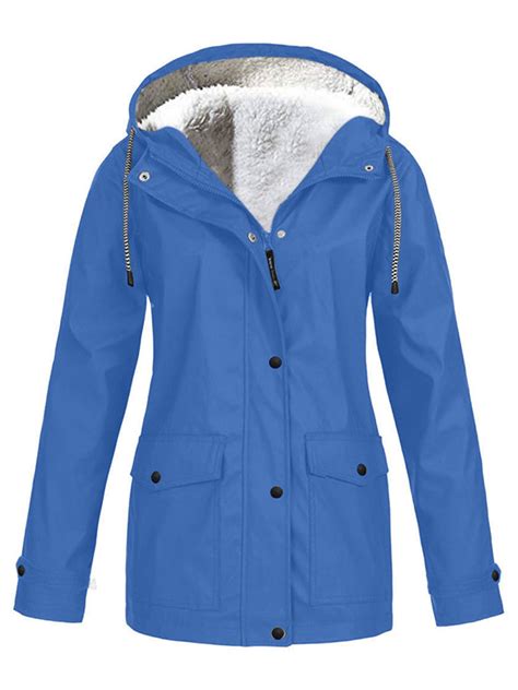 Women's Waterproof Jacket Raincoat Fleece Lined Warm Winter Coat Plus ...