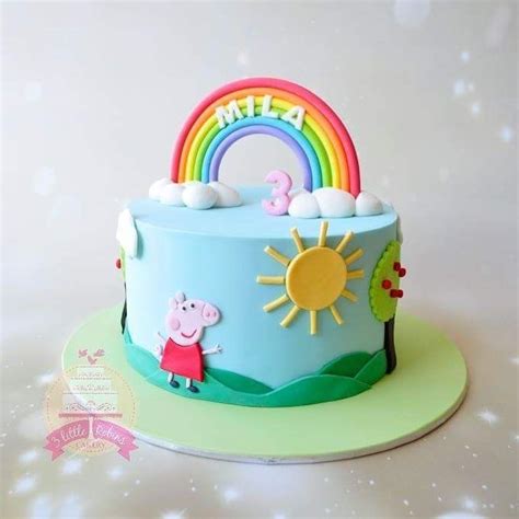 Peppa Pig rainbow cake | Peppa pig cake, Pig birthday cakes, Pig cake