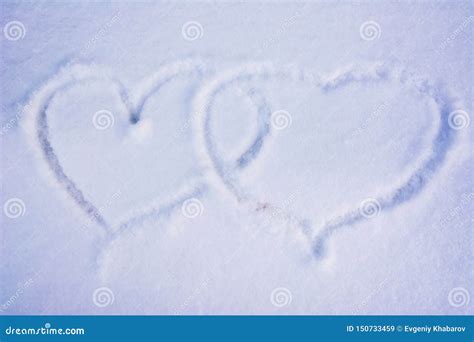 Hearts on the Snow. the Shape of Heart on the Snow Stock Image - Image of shot, closeup: 150733459