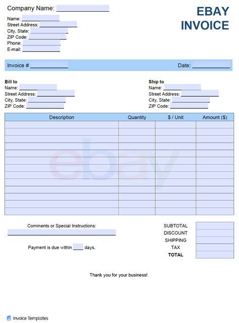 Ebay Receipt Template