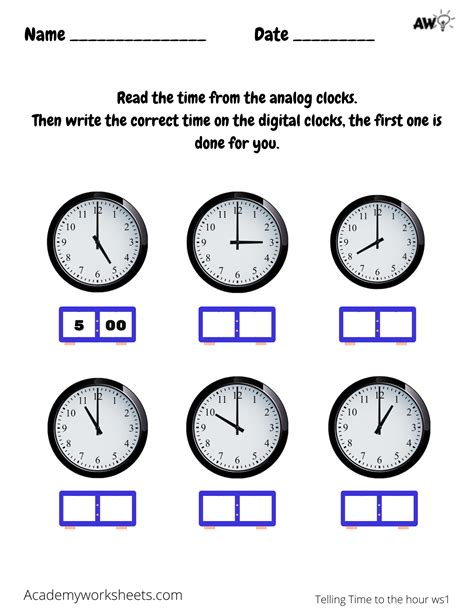 Telling Time Clock Worksheets