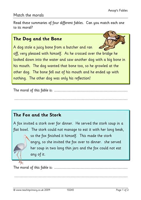 Match up the morals | Comprehension | KS2 | Teachit