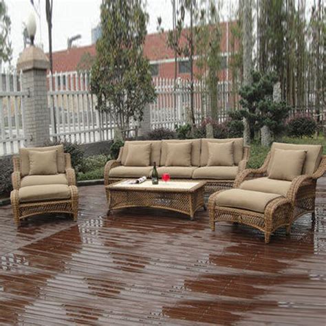 6 pcs half round rattan sofa set Pastoralism Home Indoor / Outdoor Rattan Sofa For Living Room ...