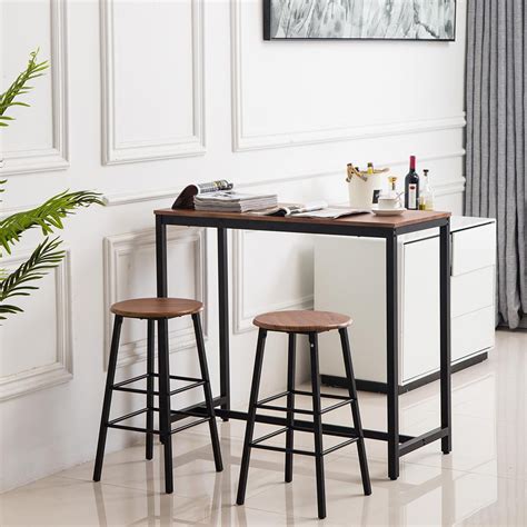 Ktaxon 41" Height 3-Piece Pub Table Set with 2 Bar Stools for Kitchen ...